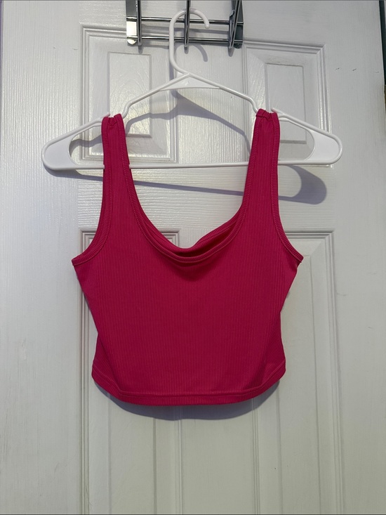 SHEIN Tops - SHEIN Hot Pink Ribbed Scoop Crop Tank